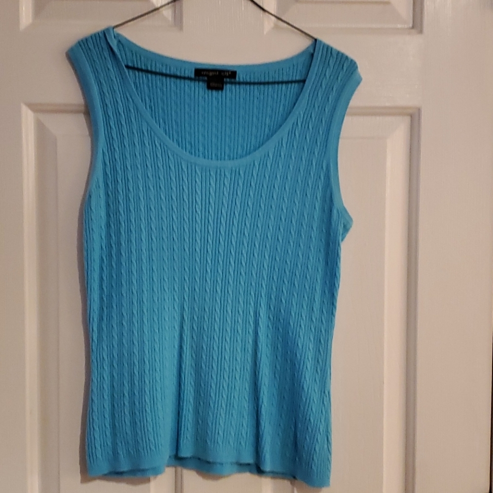 August Silk Cable Knit summer sweater Sz L